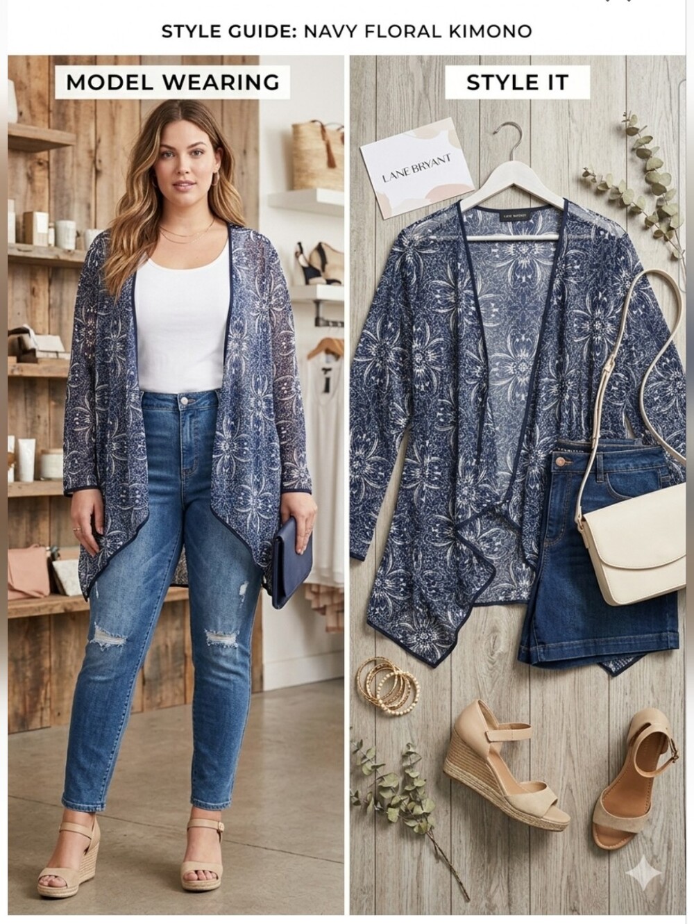 $6  PLUS SIZE,  BLUE AND WHITE KIMONO SIZE 2X3X